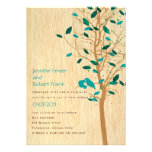Woodgrain with Blue Love Birds in Tree Invitation