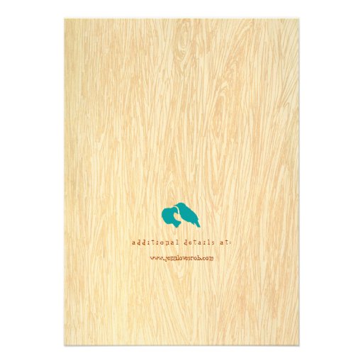 Woodgrain with Blue Love Birds in Tree Invitation