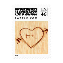 Woodgrain with Heart Postage Stamp