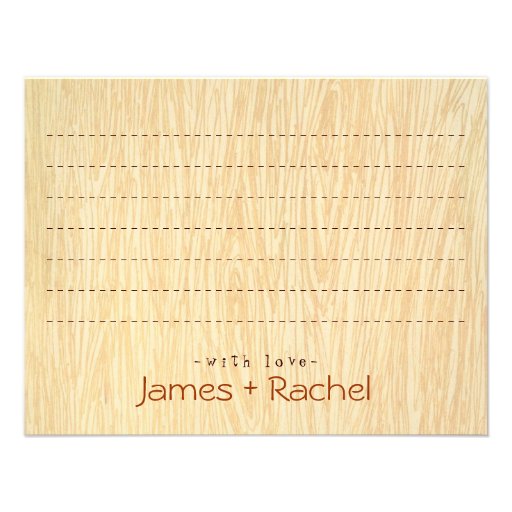 Woodgrain with Heart Thank you Note Personalized Invitations