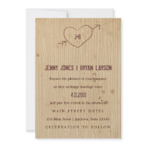 Woodgrain with Heart Wedding Invitation