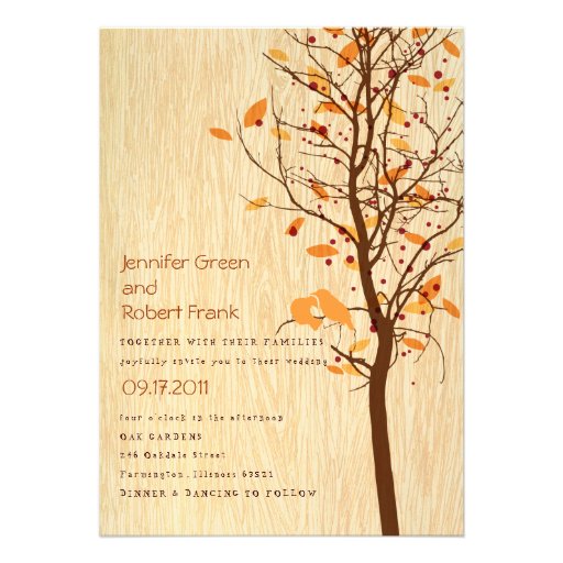 Woodgrain with Love Birds in Tree - Autumn Announcement