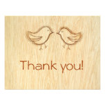 Woodgrain with Love Birds Sketch Thank you Note Personalized Announcement