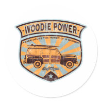 Woodie Wagon Round Sticker