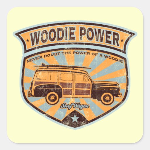 Woodie Wagon Square Sticker Zazzle