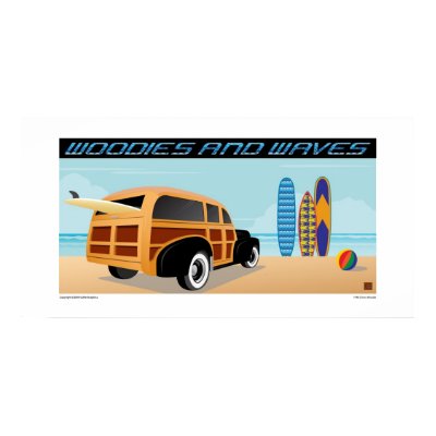 Woodies and Waves Poster by CollierGraphica
