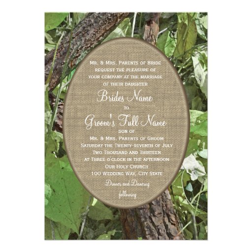 Woodland and Burlap Country Wedding Invitations
