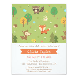 Woodland Animal Pattern Baby Shower Invitations