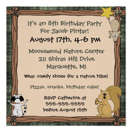 Woodland Animals Custom Birthday Invitation