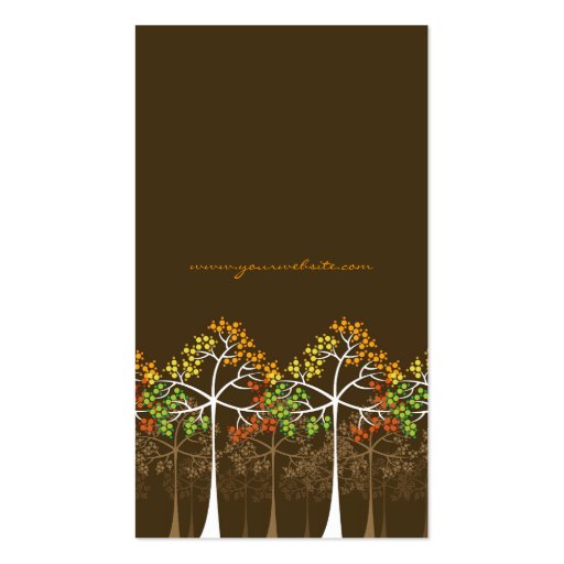 Woodland Autumn Fall Trees Modern Nature Colorful Business Card Templates (back side)