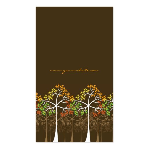 Woodland Autumn Fall Trees Modern Nature Colorful Business Card Templates (back side)