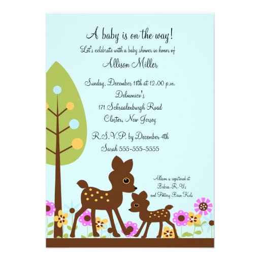 Woodland Baby Deer Boy Baby Shower Invitation