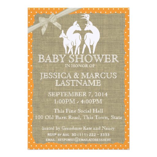Woodland Baby Shower Deer and Burlap Personalized Invitation