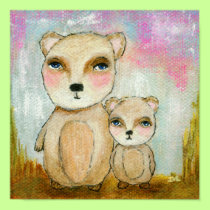 Woodland Bears Abstract Art Painting posters