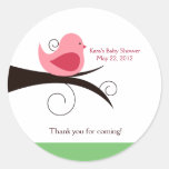 Woodland Birdie (Pink) Baby Shower Favor Sticker stickers