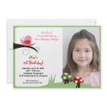 Woodland Birdie Pink *PHOTO* Birthday 5x7 Invitations