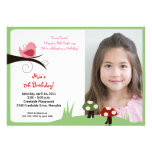 Woodland Birdie Pink *PHOTO* Birthday 5x7 invitations