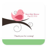 Woodland Birdie (Pink) SQUARE Favor Sticker
