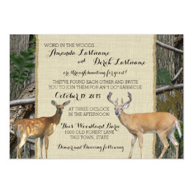 Woodland Buck and Doe Wedding 5x7 Paper Invitation Card