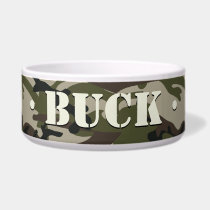 Woodland Camo Military Personalized Pet bowl pet bowls