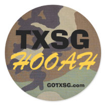 woodland camo TXSG, HOOAH, GOTXSG.com stickers