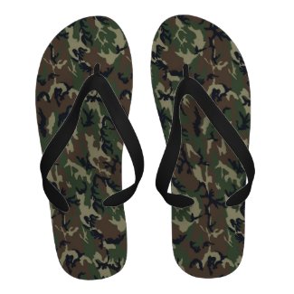Woodland Camouflage Background Flip-Flops