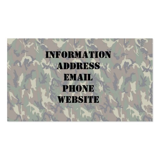 Woodland Camouflage Background Lightened Business Card Template (back side)