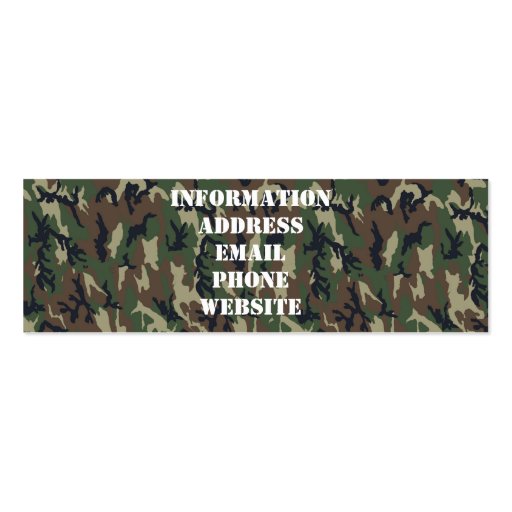 Woodland Camouflage Military Background Business Cards (back side)