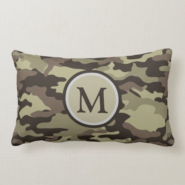 Woodland Camouflage Pattern Monogram Throw Pillows