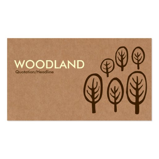 Woodland - Cream + Dark Brown on Cardboard Box Tex Business Card Template (front side)