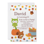 Woodland Creatures Fall Birthday Party Invitation