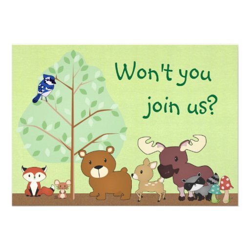 Woodland Critters Baby Shower Invitation