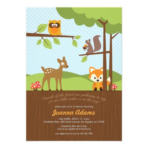 Woodland Critters Baby Shower Invitation