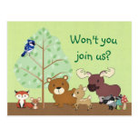 Woodland Critters Invitation POSTCARD