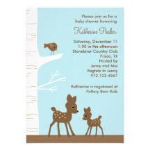 Woodland Deer Baby Shower Invitations