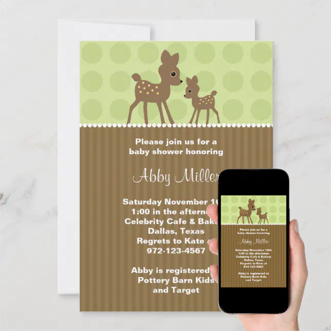 Woodland Deer Baby Shower Invitations Zazzle