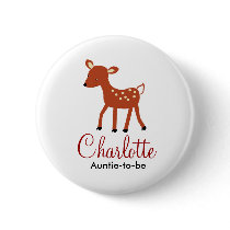 WOODLAND DEER BABY SHOWER NAME TAG BUTTON