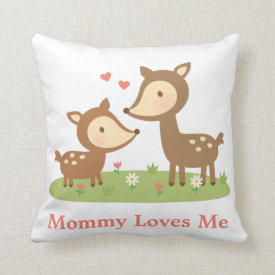 Woodland Deer Mother and Child Kids Room Decor Throw Pillows