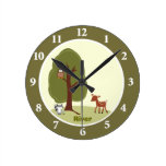 Woodland Deer Personalized Wall Clock