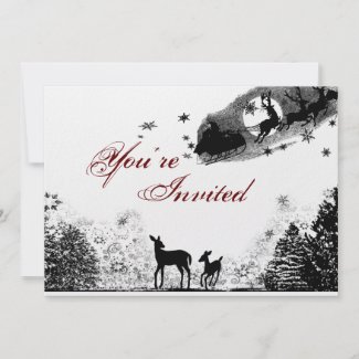 Woodland Deer &amp; Santa Christmas Baby Shower Invite