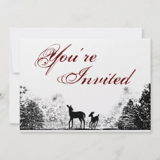 Woodland Deer Winter Baby Shower Invitation