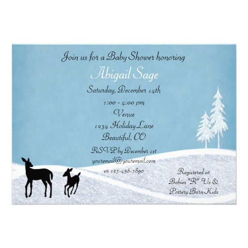 Woodland Deer Winter Baby Shower Invitation