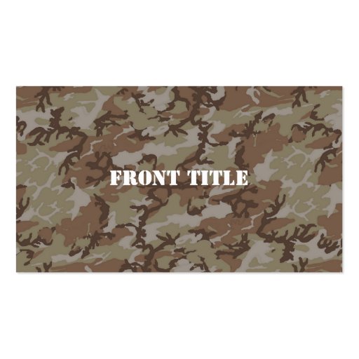 Woodland Desert MilitaryCamouflage Business Card (front side)