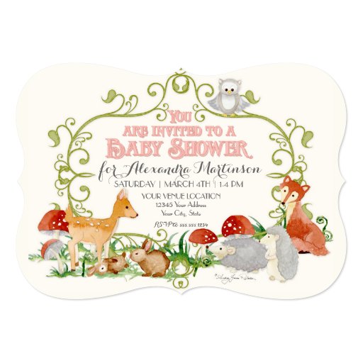 Woodland Fairy Tale Baby Shower Invitations Cards (front side)