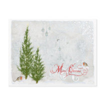 Woodland First Snow Christmas Postcard by pauletteparis Woodland First Snow Christmas Postcard