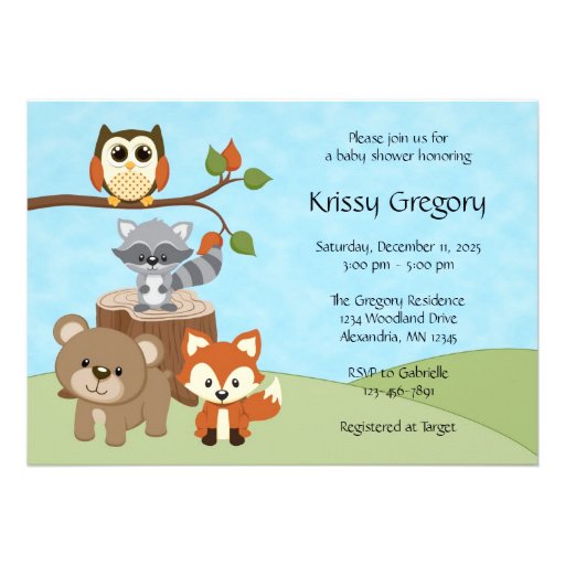 Woodland Forest Baby Shower Invitations