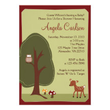 Woodland Forest Deer Owl Baby Shower Invitation