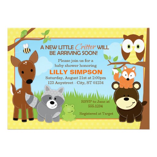 Woodland Forest Friends Baby Shower Invitations