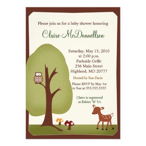 Woodland Forest Nature 5x7 Baby Shower Invitation