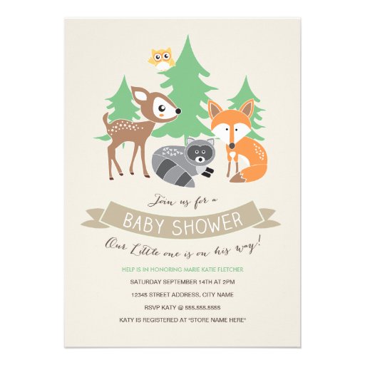 Woodland Friends Baby Shower Invite